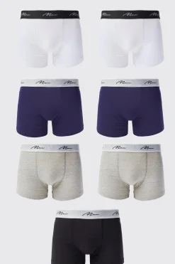 boohooMAN 7 Pack Man Signature Mixed Colour Trunks | UK| Underwear & Socks|Underwear & Socks