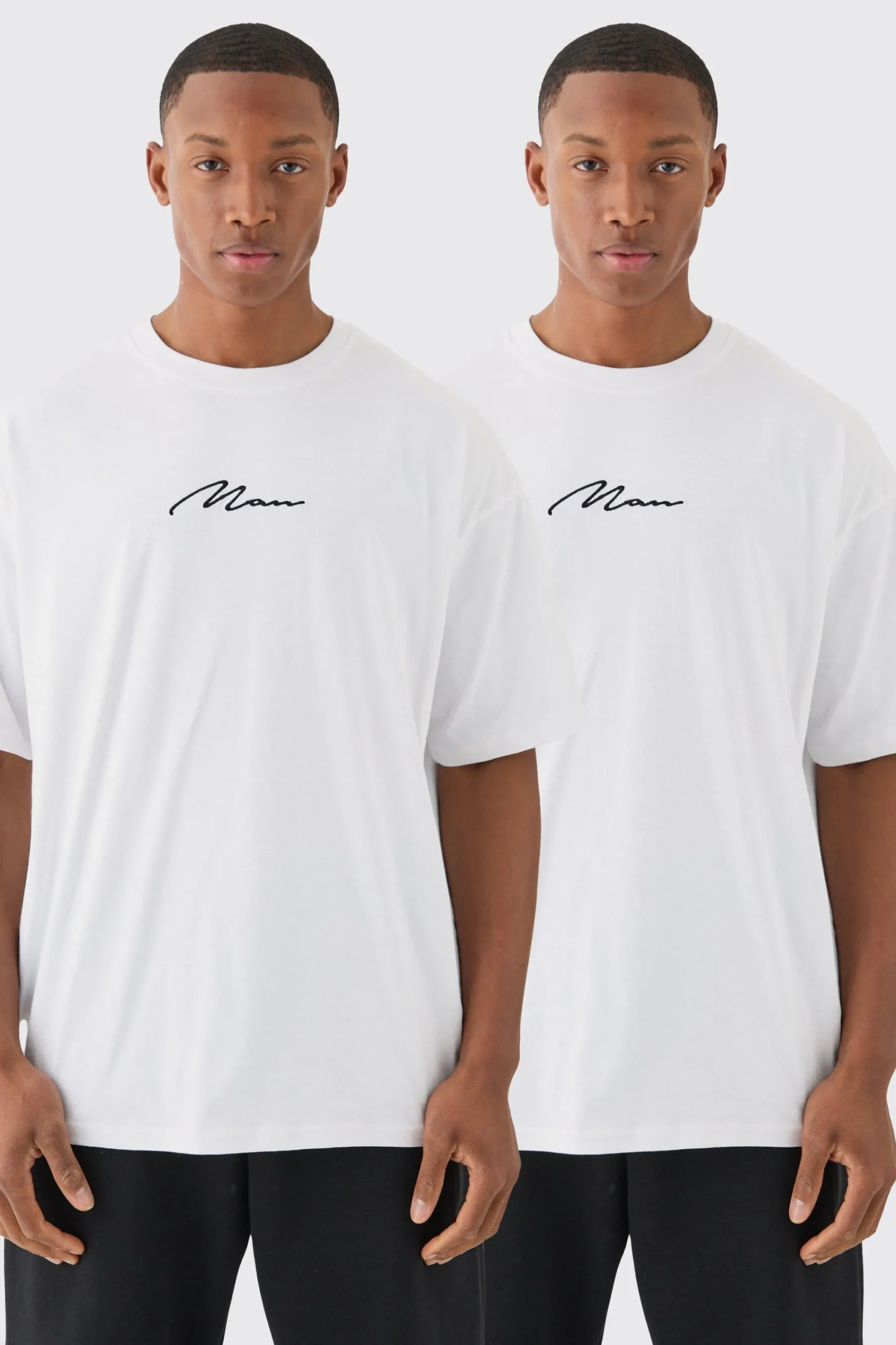 2 Pack Man Signature Oversized T-shirts | UK^boohooMAN Best