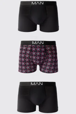 boohooMAN 3 Pack Man Star Printed Boxers | UK| Underwear & Socks|Underwear & Socks
