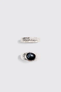 boohooMAN 2 Pack Marble Stone Rings In | UK| Jewellery & Watches