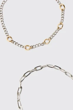 boohooMAN 2 Pack Mix Metal Bracelets | UK| Jewellery & Watches