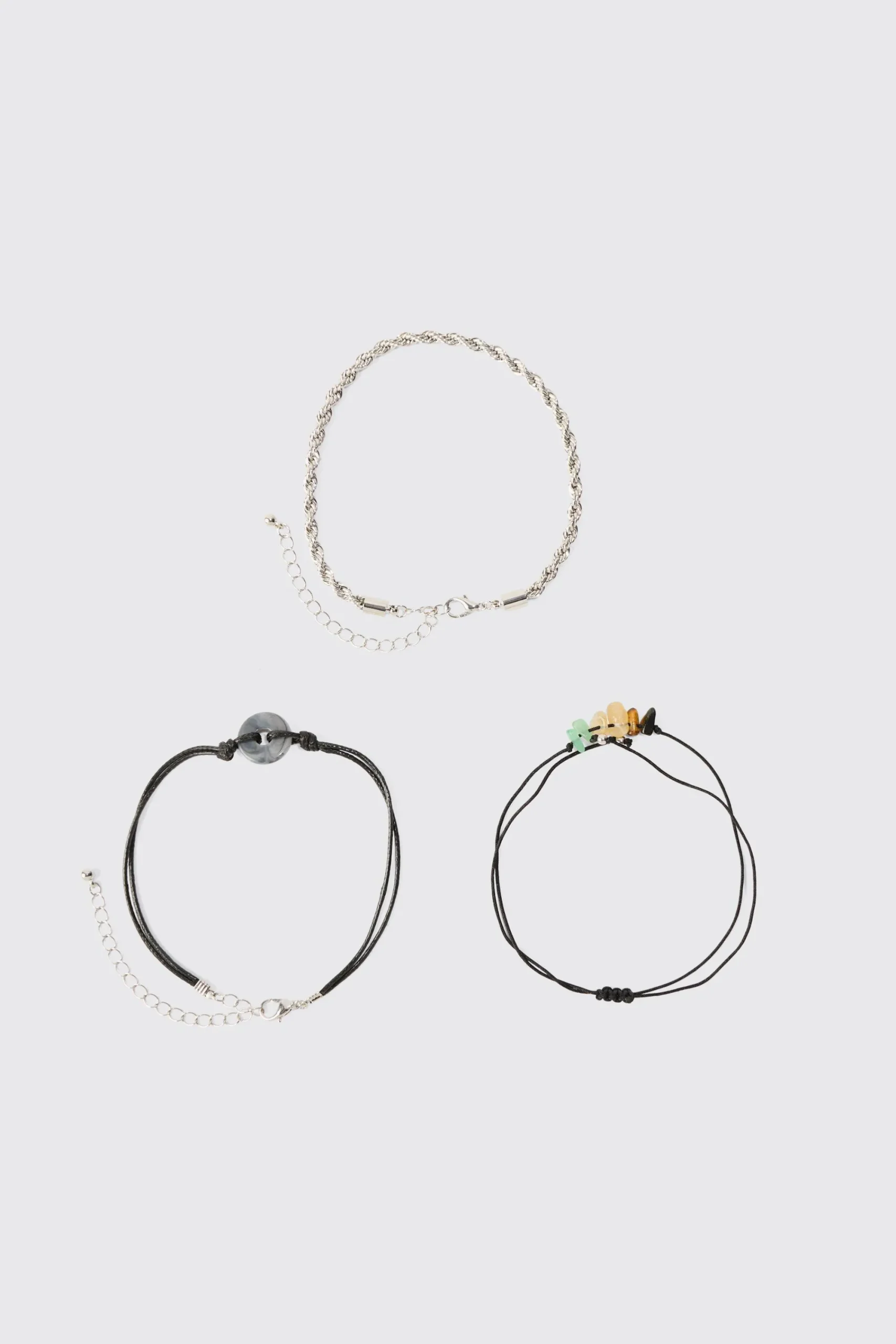 boohooMAN 3 Pack Mixed Bead Bracelets | UK| Jewellery & Watches