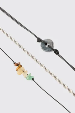 boohooMAN 3 Pack Mixed Bead Bracelets | UK| Jewellery & Watches