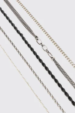 boohooMAN 5 Pack Mixed Chain Bracelets | UK| Jewellery & Watches