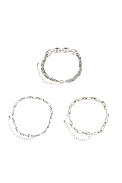 boohooMAN 3 Pack Mixed Chain Bracelets | UK| Jewellery & Watches