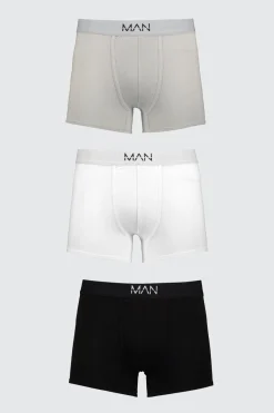 boohooMAN 3 Pack Mixed Colour MAN Trunks | UK| Underwear & Socks|Underwear & Socks