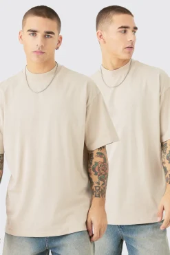 2 Pack Oversized Heavy Weight T-shirt | UK^boohooMAN Online