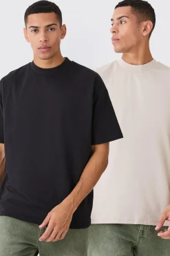 2 Pack Oversized Heavyweight T-shirts | UK^boohooMAN
