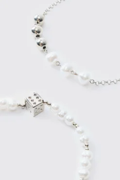 boohooMAN 2 Pack Pearl And Dice Pendant Bracelets | UK| Jewellery & Watches