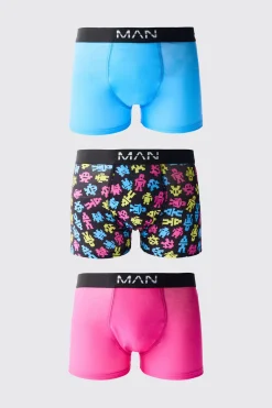 boohooMAN 3 Pack Retro Game Print Boxers | UK| Underwear & Socks|Underwear & Socks