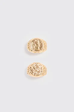 boohooMAN 2 Pack Signet Rings In | UK| Jewellery & Watches