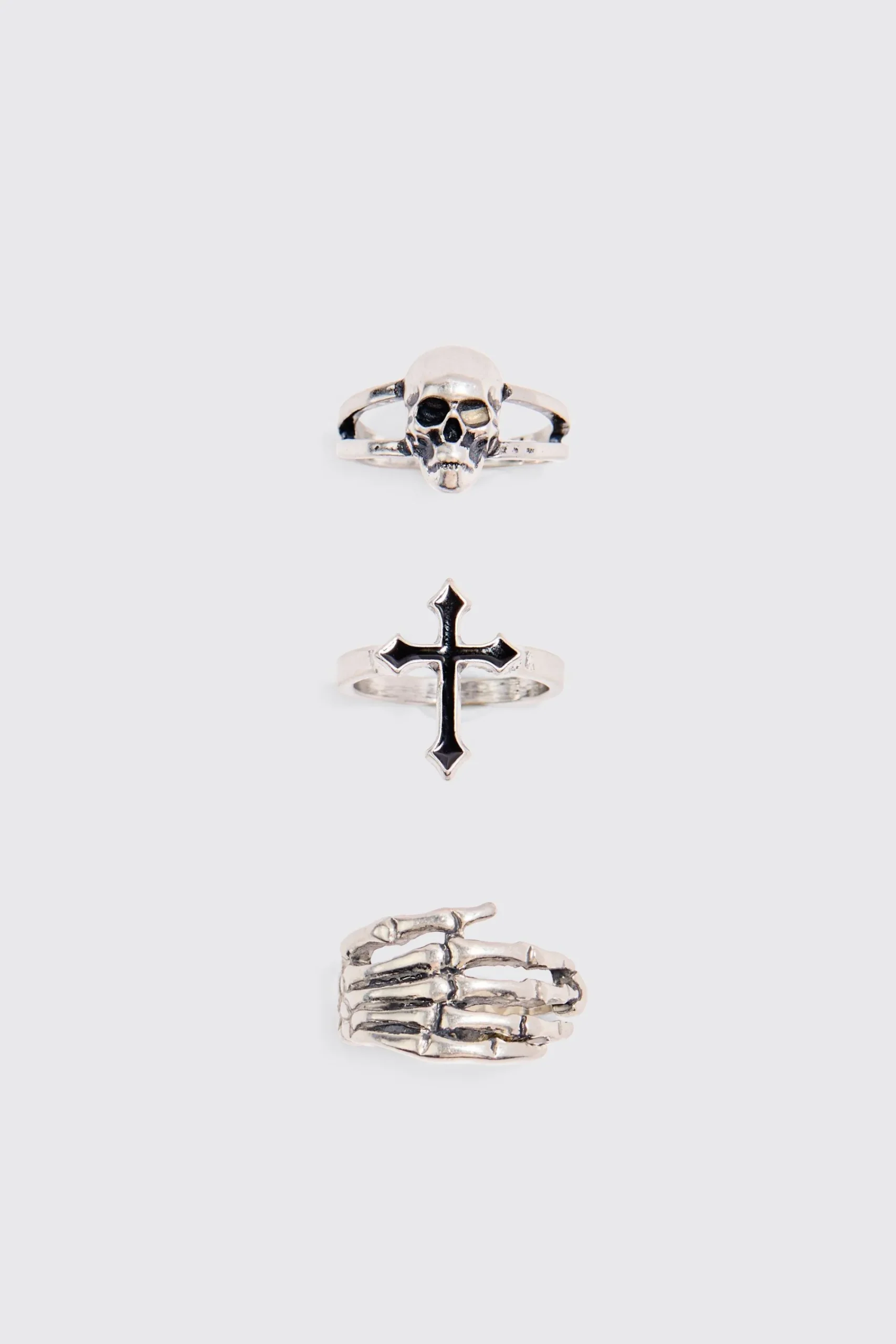boohooMAN 3 Pack Skull Rings | UK| Jewellery & Watches