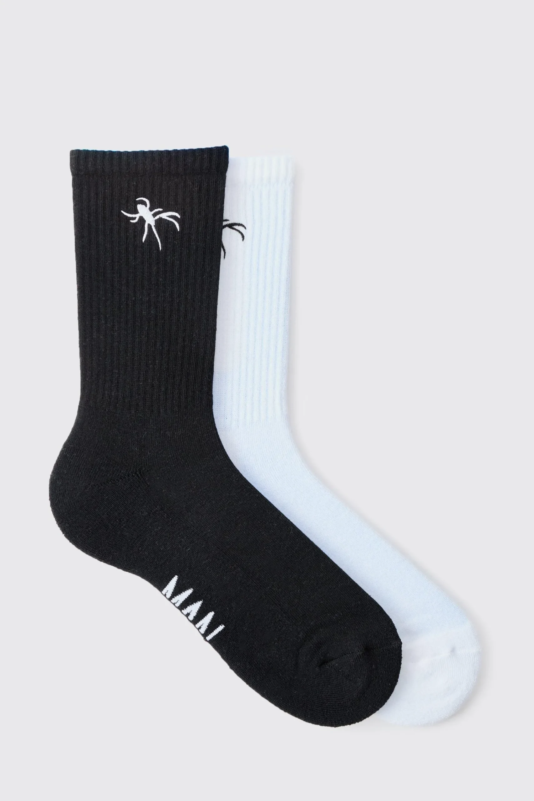 boohooMAN 2 Pack Spider Embroidered Socks | UK| Underwear & Socks|Underwear & Socks