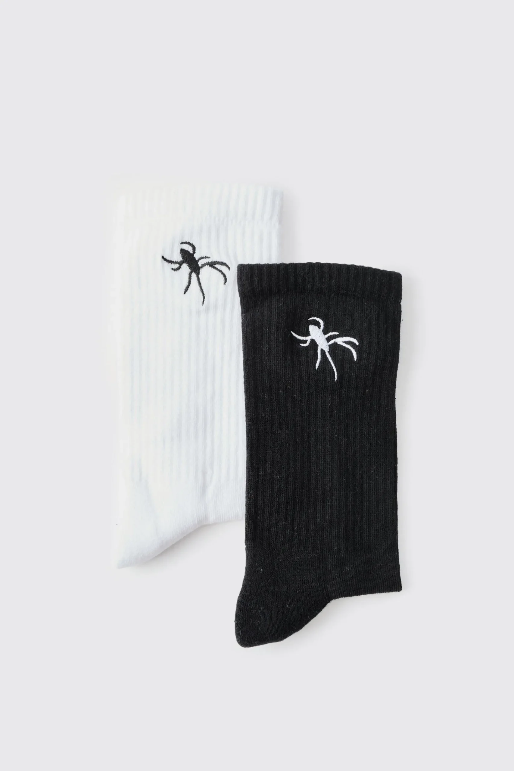 boohooMAN 2 Pack Spider Embroidered Socks | UK| Underwear & Socks|Underwear & Socks