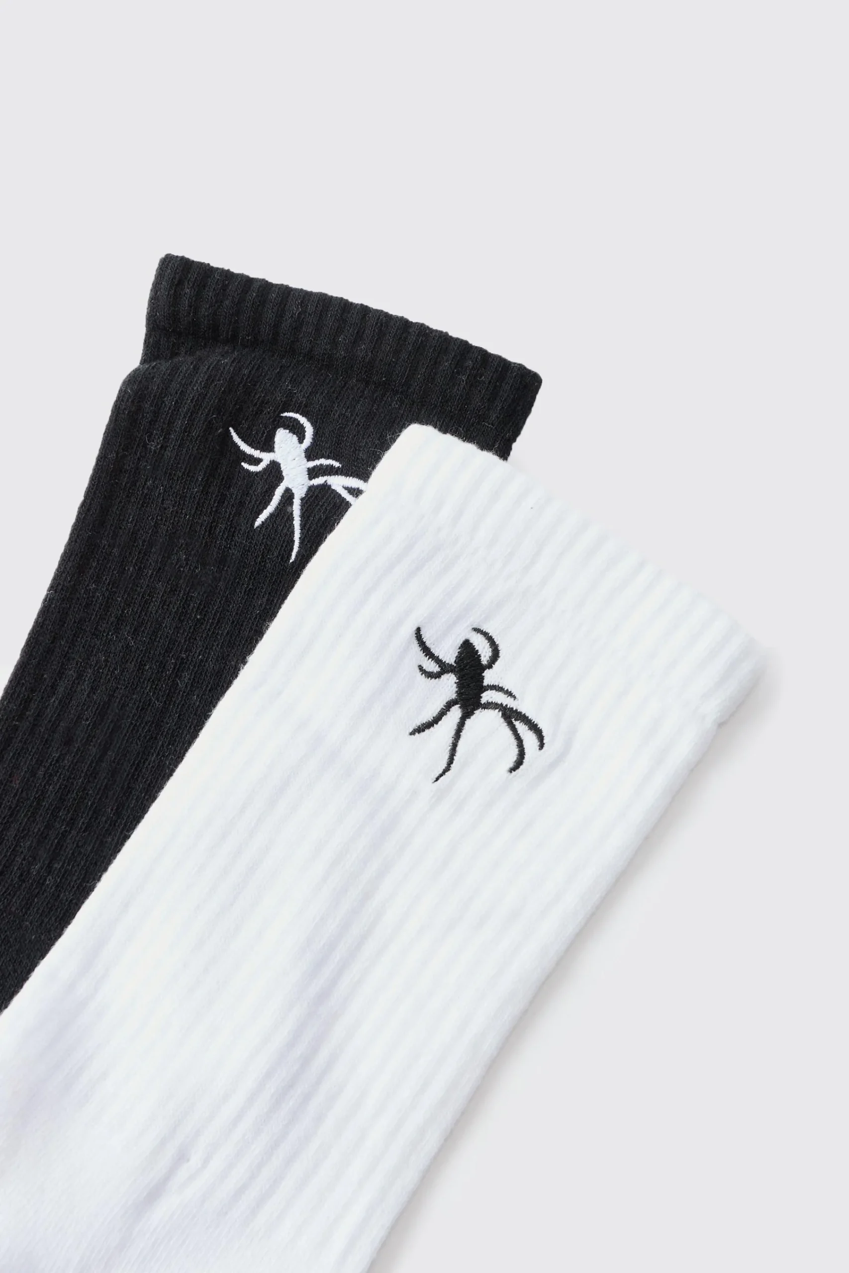 boohooMAN 2 Pack Spider Embroidered Socks | UK| Underwear & Socks|Underwear & Socks