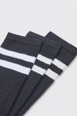 boohooMAN 3 Pack Sport Stripe Socks | UK| Underwear & Socks|Underwear & Socks