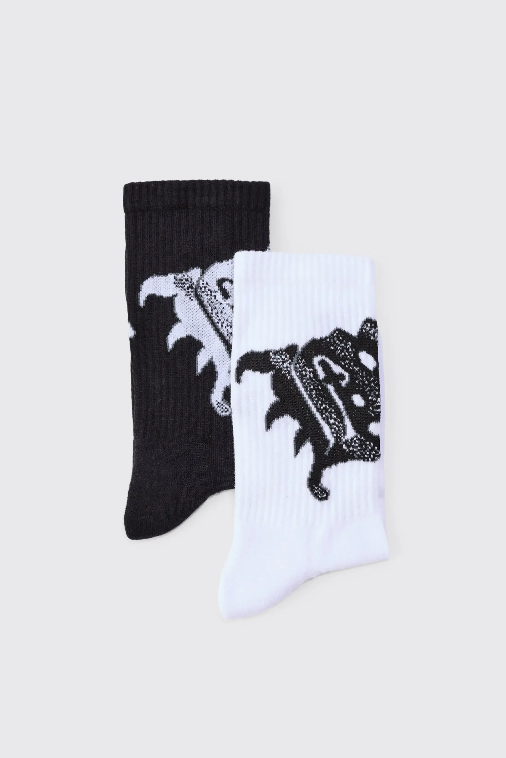 boohooMAN 2 Pack Spray Graphic Ribbed Socks | UK| Underwear & Socks|Underwear & Socks