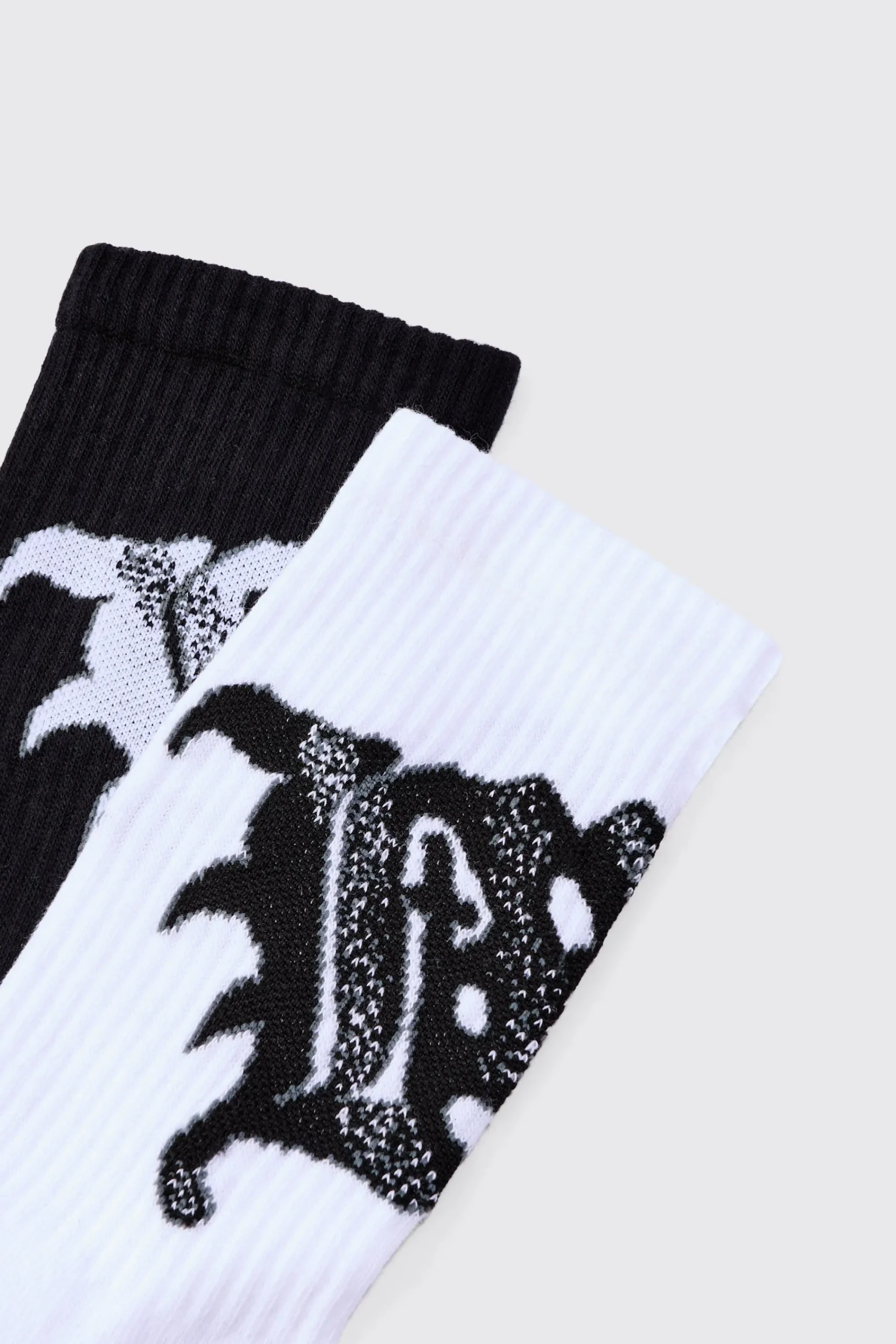 boohooMAN 2 Pack Spray Graphic Ribbed Socks | UK| Underwear & Socks|Underwear & Socks