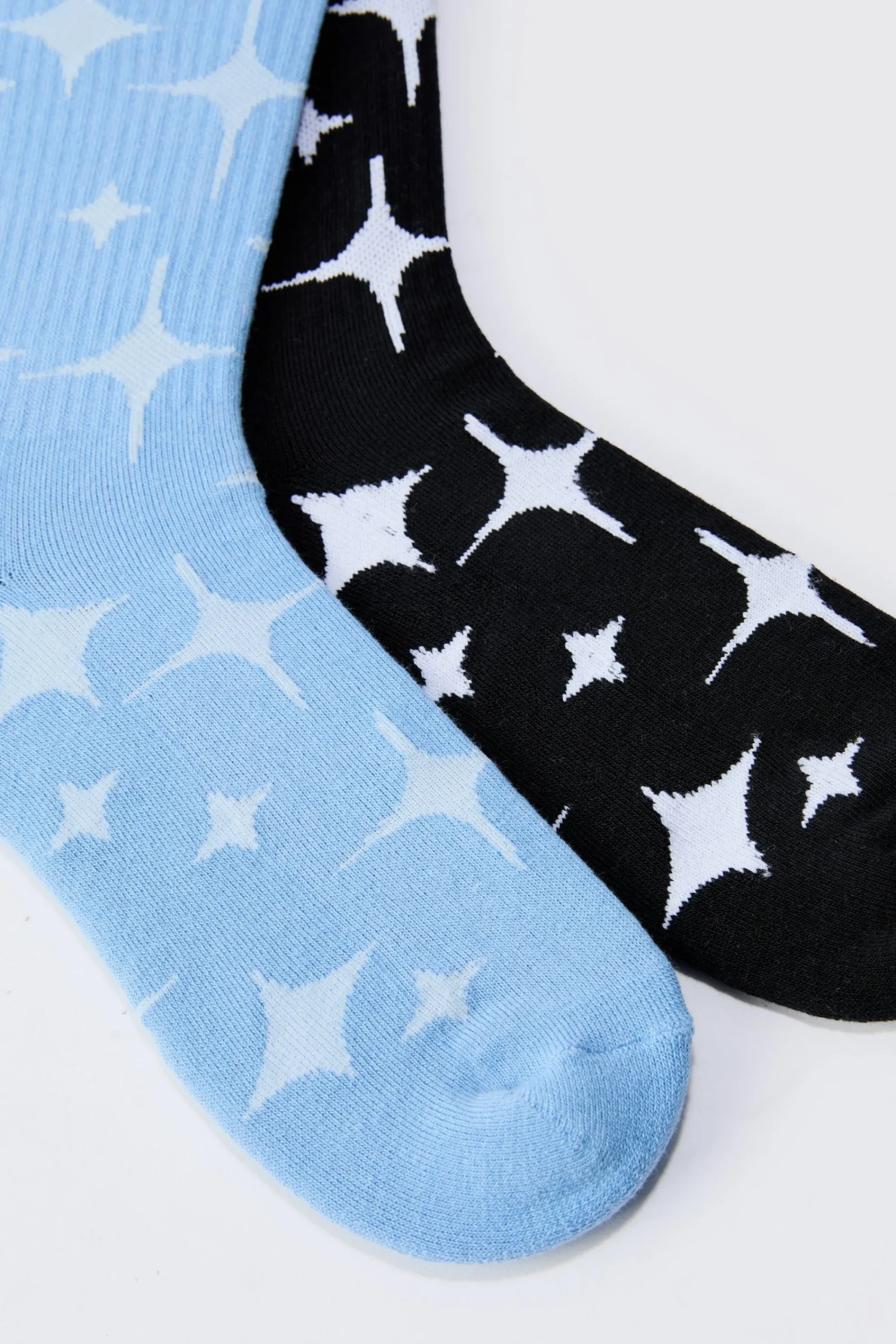 boohooMAN 2 Pack Star Graphic Ribbed Socks | UK| Underwear & Socks|Underwear & Socks