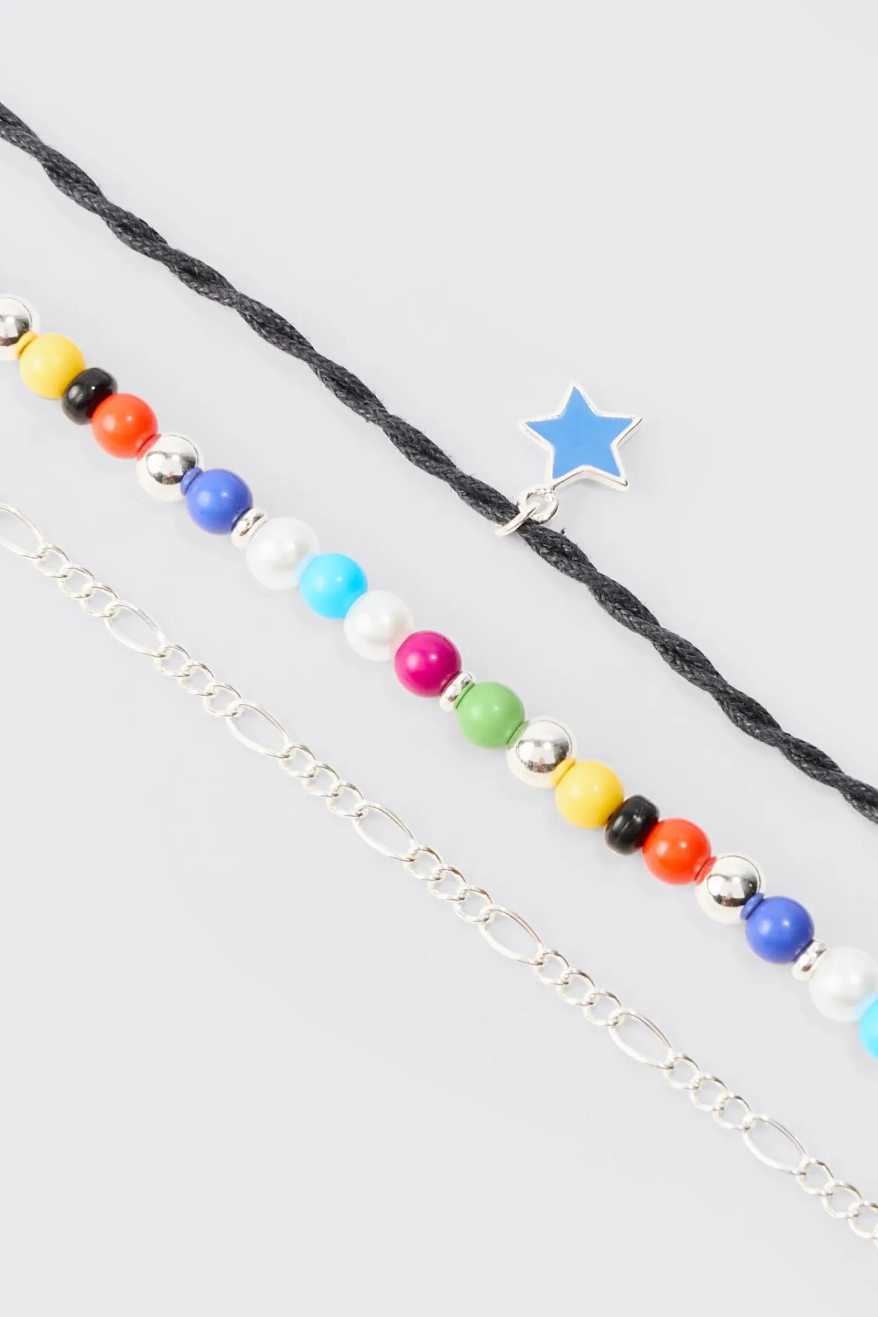 boohooMAN 3 Pack Star Pendant Bracelets | UK| Jewellery & Watches