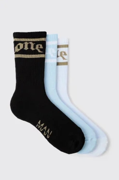 boohooMAN 3 Pack Stripe Intarsia Knit Graphic Socks | UK| Underwear & Socks|Underwear & Socks