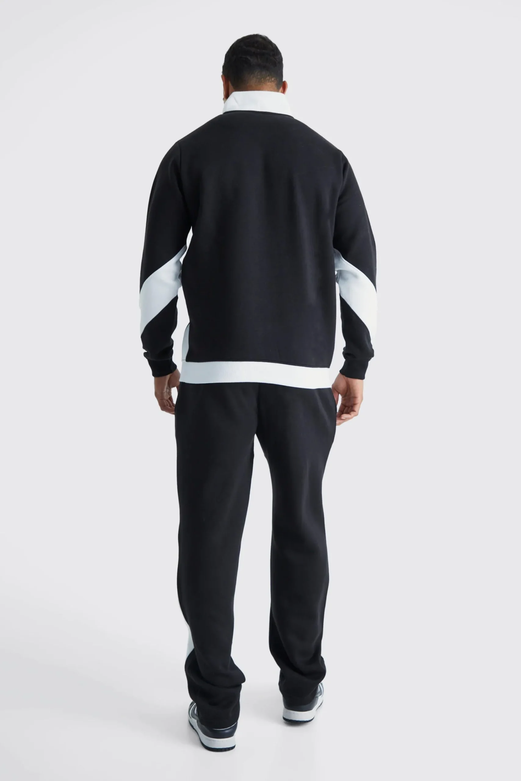 boohooMAN 1/4 Zip Funnel Neck Colour Block Sweatshirt Tracksuit | UK| Tracksuits