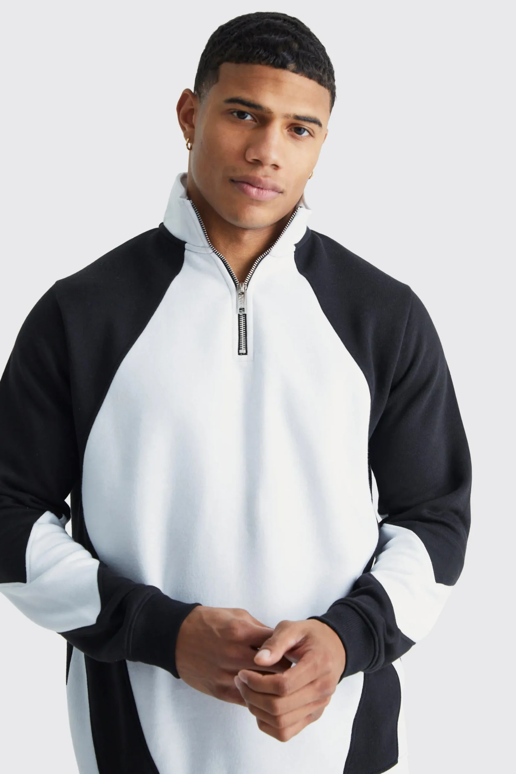 boohooMAN 1/4 Zip Funnel Neck Colour Block Sweatshirt Tracksuit | UK| Tracksuits