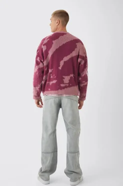 boohooMAN Abstract Camo Brushed Cardigan In | UK| Knitwear