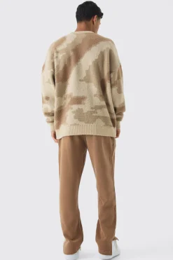 boohooMAN Abstract Camo Brushed Jumper In | UK| Knitwear