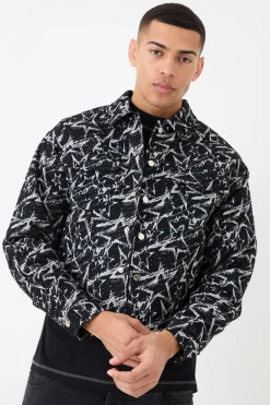 boohooMAN Abstract Patterned Boxy Jacket | UK| Coats & Jackets