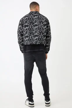 boohooMAN Abstract Patterned Boxy Jacket | UK| Coats & Jackets