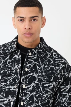 boohooMAN Abstract Patterned Boxy Jacket | UK| Coats & Jackets