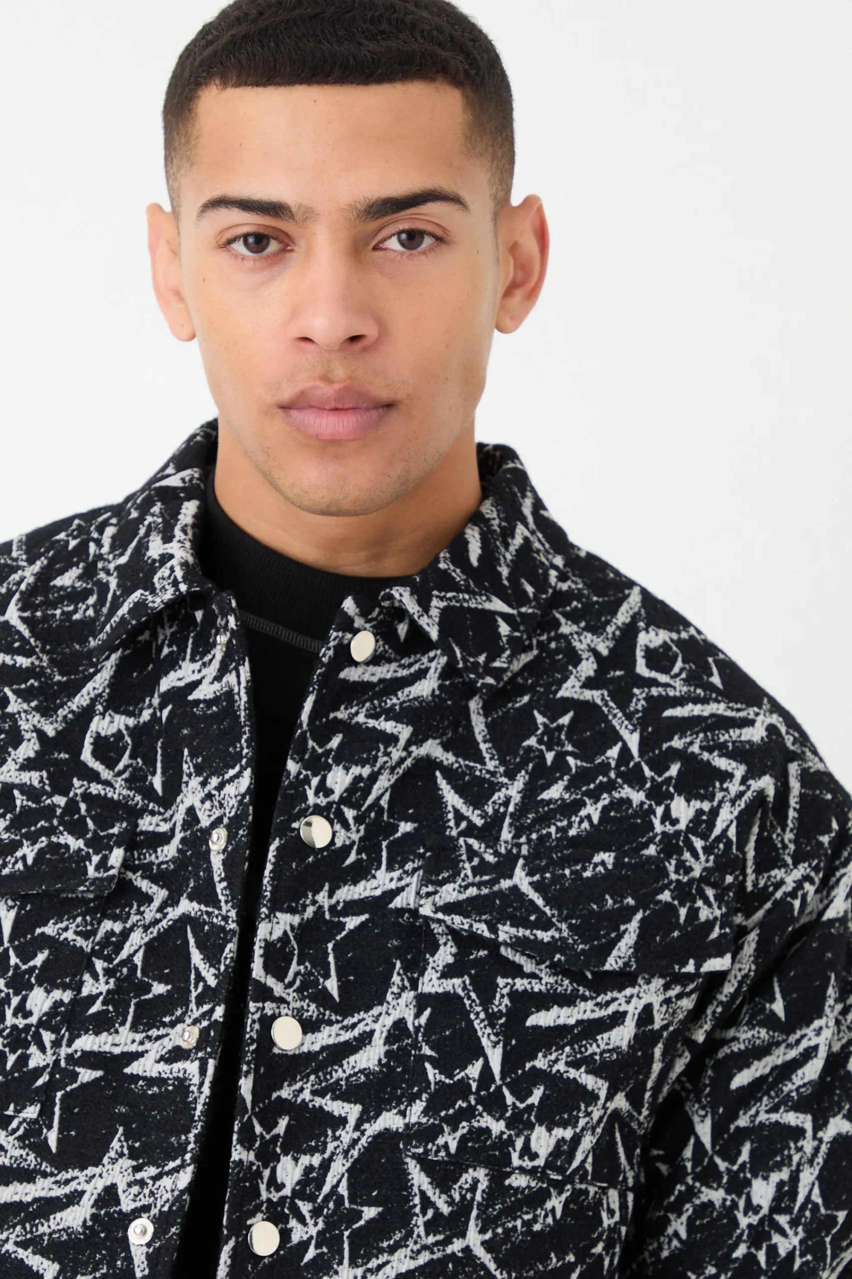 boohooMAN Abstract Patterned Boxy Jacket | UK| Coats & Jackets