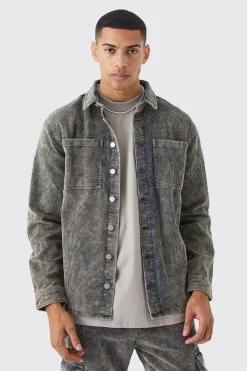 boohooMAN Acid Wash Corduroy Overshirt | UK| Shirts