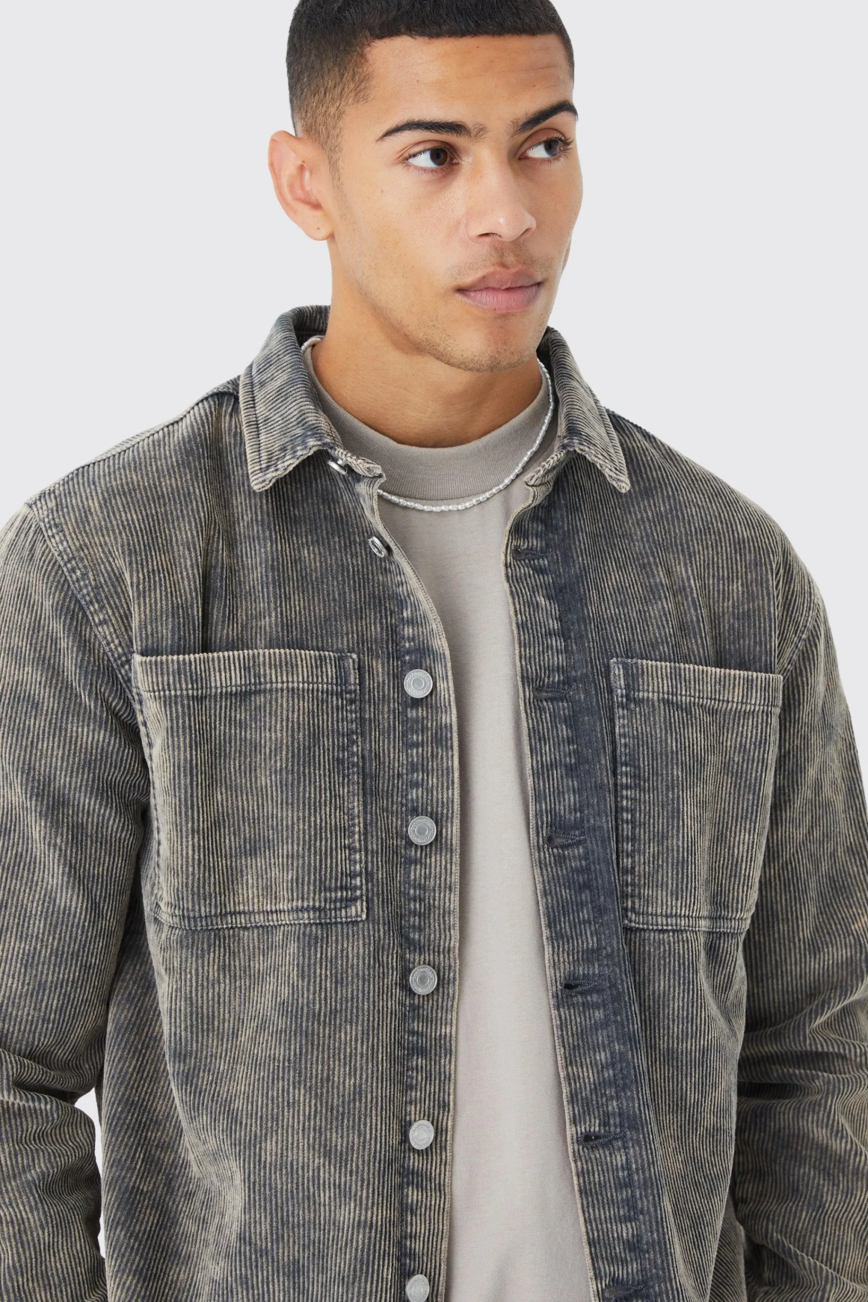 boohooMAN Acid Wash Corduroy Overshirt | UK| Shirts