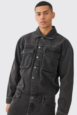 boohooMAN Acid Wash Oversized Cargo Pocket Denim Boilersuit In | UK| Jeans
