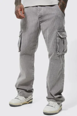 boohooMAN Acid Wash Relaxed Cord Cargo Trousers | UK| Trousers|Cargos