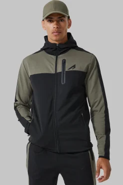 boohooMAN Active Colour Block Funnel Hooded Tracksuit | UK| Tracksuits