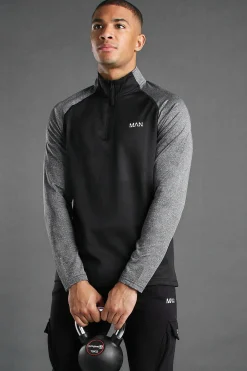 Active Gym Slim Fit Funnel Neck Track Gym Top | UK^boohooMAN New