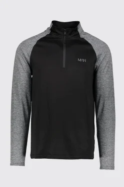 Active Gym Slim Fit Funnel Neck Track Gym Top | UK^boohooMAN New