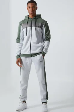 boohooMAN Active Mesh Panel Zip Through Tracksuit | UK| Tracksuits