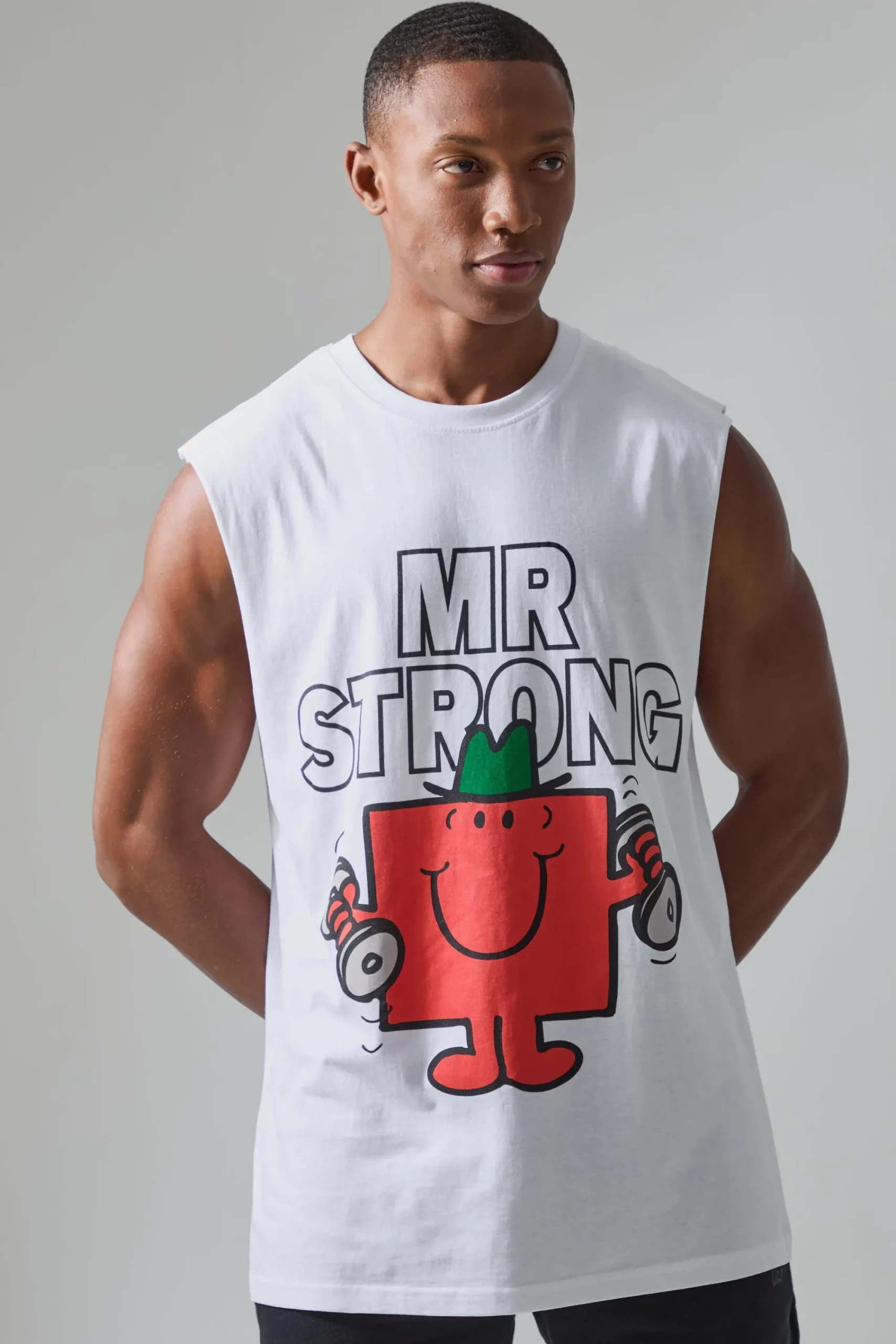 Active Mr Men Mr Strong License Reg Fit Tank | UK^boohooMAN Outlet