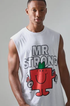 Active Mr Men Mr Strong License Reg Fit Tank | UK^boohooMAN Outlet
