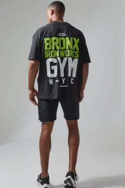 Active Oversized Extended Neck Bronx Gym Graphic T-shirt | UK^boohooMAN Sale