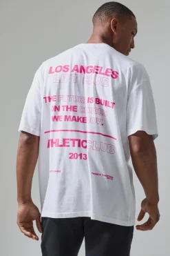 Active Oversized Extended Neck Back Print Slogan T-shirt | UK^boohooMAN Sale