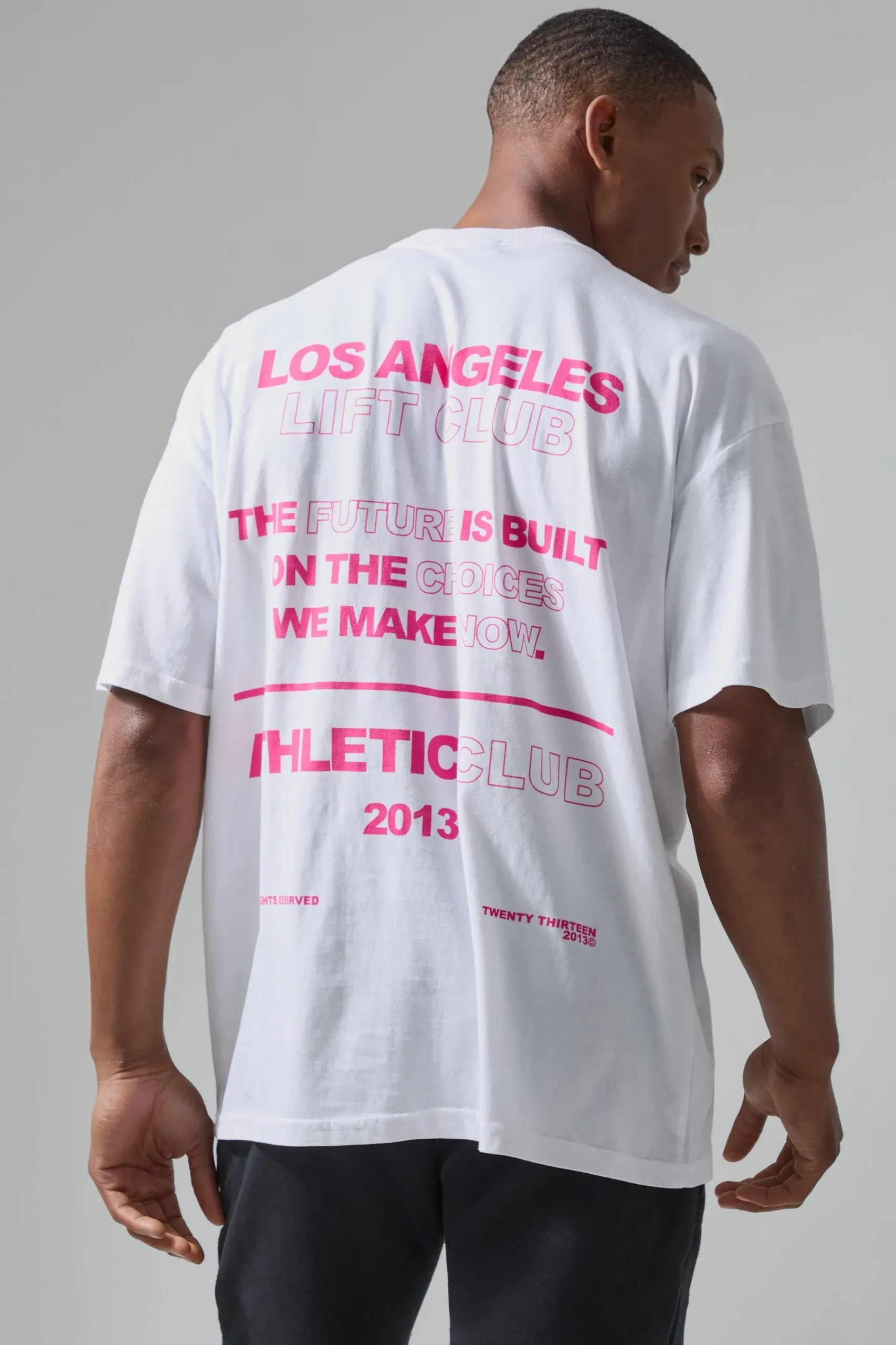 Active Oversized Extended Neck Back Print Slogan T-shirt | UK^boohooMAN Sale