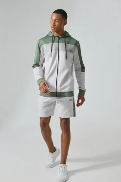 boohooMAN Active Scuba Mesh Panel Zip Through Short Tracksuit | UK| Tracksuits