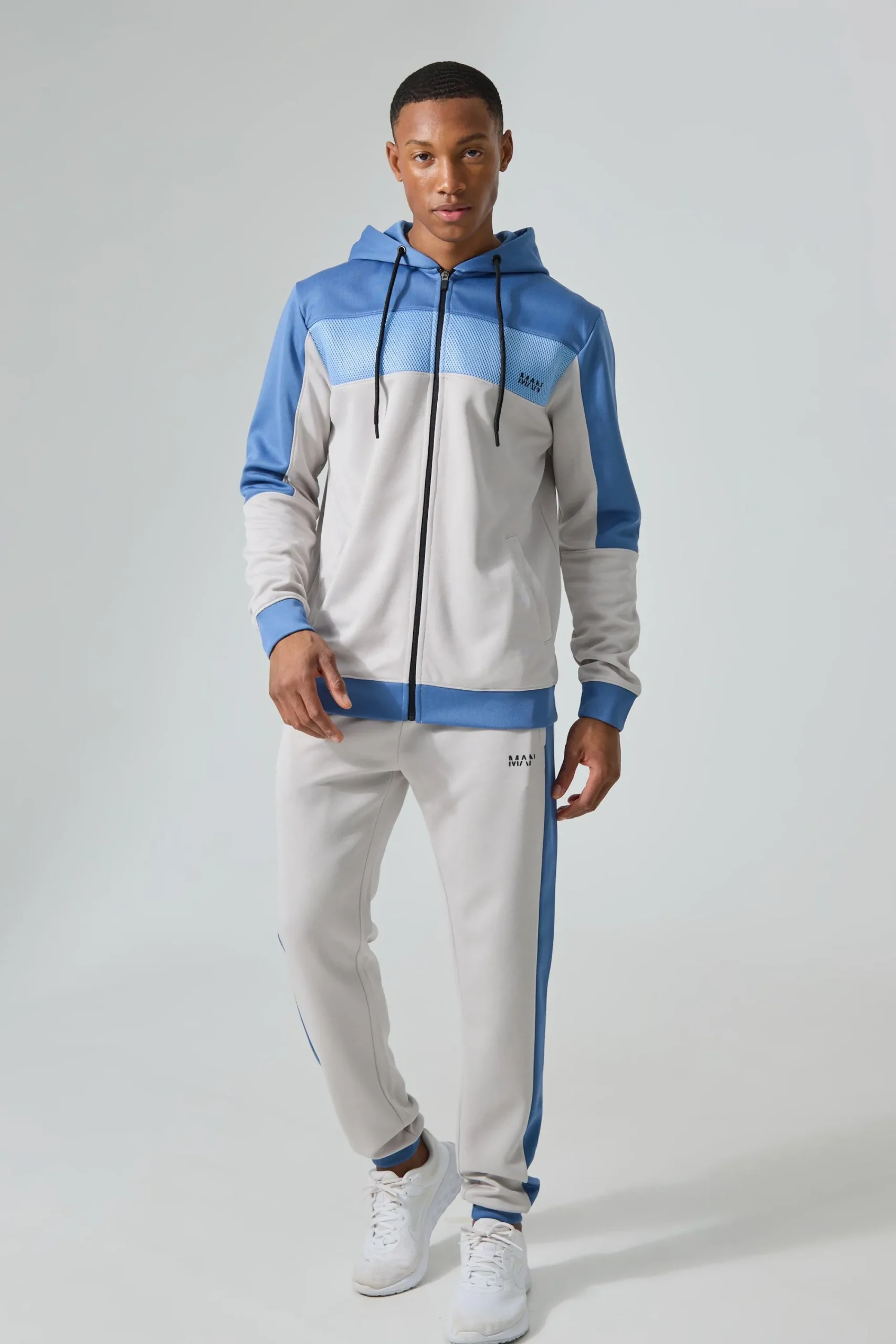 boohooMAN Active Scuba Mesh Panel Zip Through Tracksuit | UK| Tracksuits