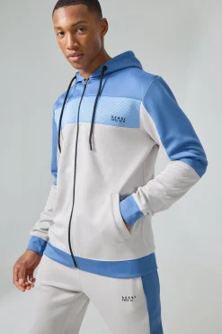 boohooMAN Active Scuba Mesh Panel Zip Through Tracksuit | UK| Tracksuits