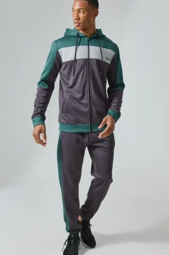 boohooMAN Active Scuba Mesh Panel Zip Through Tracksuit | UK| Tracksuits